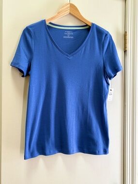 Talbots Women's Royal Blue V-Neck Short Sleeve Tee
